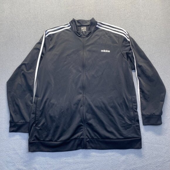 Adidas Jacket Mens Size 4XLT Full Zip Track Athletic Three Stripes Black White - Picture 10 of 10